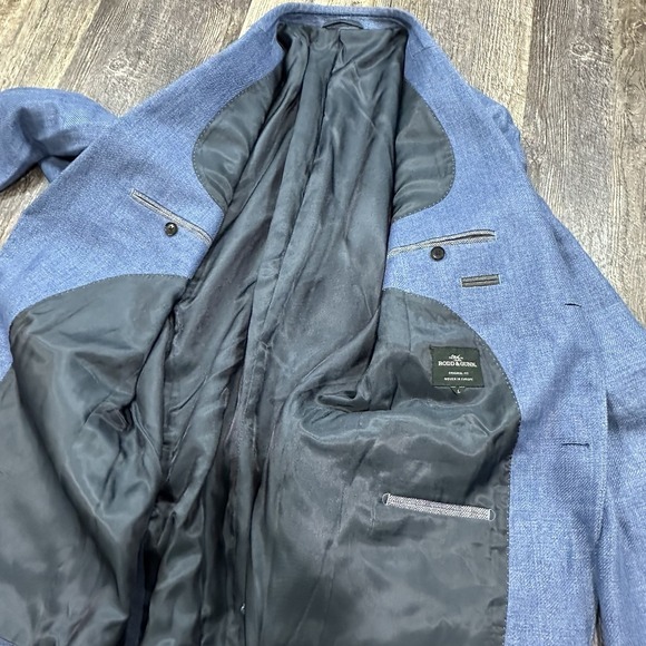 Rodd and Gunn Original Fit Sport Coat Mens L Two-Button Casual Jacket Blue Linen - Picture 13 of 16